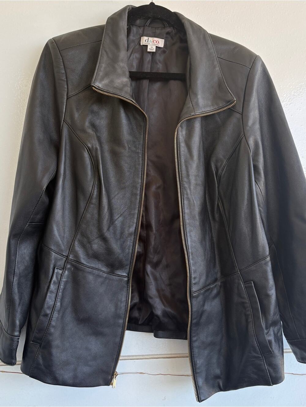 Women's Black Leather Zip-Front Jacket